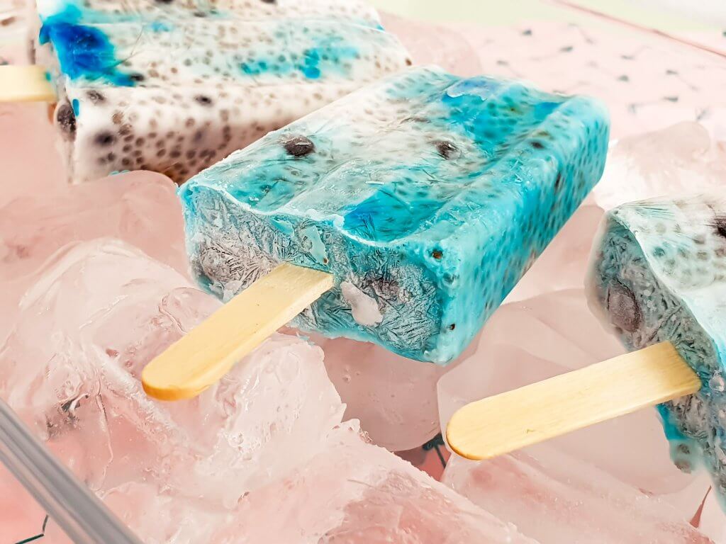 Chia Seeds Blueberry Popsicles - easy recipe- served popsicles