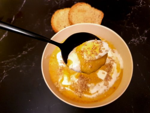 Pumpkin-Cream-Soup-With-Feta-Cheese-Served